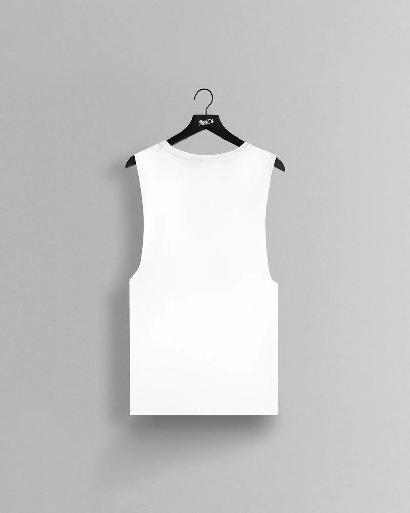 GHOST® CORE LOGO SLEEVELESS TEE | WHITE