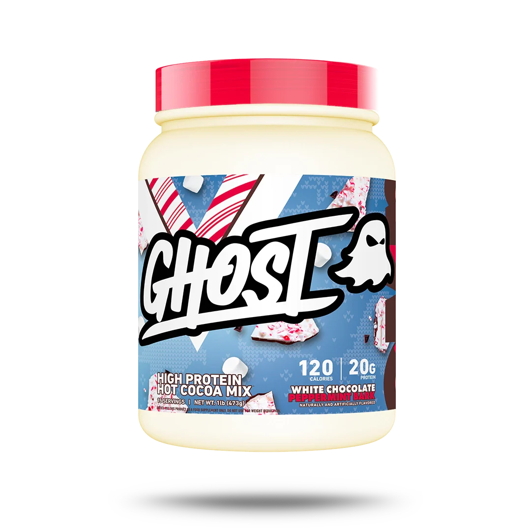 GHOST® HIGH PROTEIN HOT COCOA | WHITE CHOCOLATE PEPPERMINT BARK